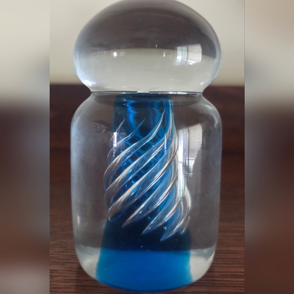 Blenko Glass Air Twist Spiral Hand Blown Paperweight Vintage Mid 20th Century - Picture 1 of 5